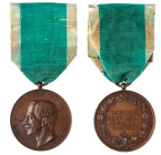 Award Medal to Russian Seamen who helped the Citizens 
of Messina during the 1908 Earthquake. Bronze. 35 mm. Bit 1245var. Vittorio Emanuele III head ...