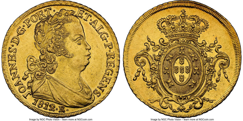 João Prince Regent gold 6400 Reis 1812-R UNC Details (Cleaned) NGC, Rio de Janei...