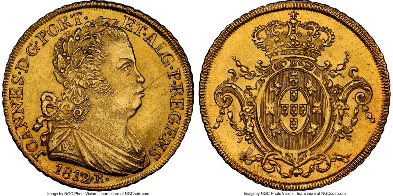 João Prince Regent gold 6400 Reis 1812-R UNC Details (Cleaned) NGC, Rio de Janei...