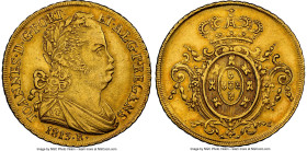 João Prince Regent gold 6400 Reis 1813-R AU Details (Reverse Spot Removed) NGC, Rio de Janeiro mint, KM236.1, LMB-563, Guimaraes-1813-1.1. An affordab...