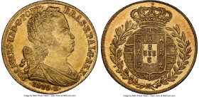 João VI gold 6400 Reis 1819/8-R MS61 NGC, Rio de Janeiro mint, KM328, cf. LMB-588 (unlisted overdate), cf. Guimaraes-Unl (unlisted overdate). Mintage:...