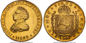 Pedro I gold 4000 Reis 1823-R UNC Details (Obverse Cleaned) NGC, Rio de Janeiro mint, KM369.1, LMB-593a, Guimaraes-1823-3a. First type, no dot after m...