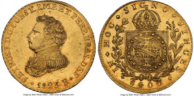 Pedro I gold 6400 Reis 1825/4-R UNC Details (Cleaned) NGC, Rio de Janeiro mint, KM370.1, LMB-600, Guimaraes-1825/24-1a. Mintage: 776. Evenly-struck an...
