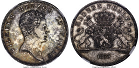 Nassau. Wilhelm Taler 1833 MS66 NGC, Wiesbaden mint, KM54, Dav-743, Thun-230. A quality candidate for the conditionally-conscious collector, decorated...