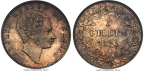 Nassau. Adolph Gulden 1846 MS66 NGC, Wiesbaden mint, KM64, C-60. Mintage: 47,646. A wholly engaging specimen and while not as sought-after as its larg...