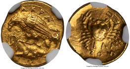 SICILY. Acragas. Ca. 410-406 BC. AV 2-litrai or diobol (12mm, 1.35 gm, 2h). NGC Choice AU S 5/5 - 5/5. Silanus, magistrate. AKPA, eagle standing left ...