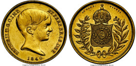 Pedro II gold 10000 Reis 1840 XF (Altered Surface), Rio de Janeiro mint, KM451, LMB-621, Guimaraes-1840-7.7. First type, Young bust. Mintage: 4,462. 1...