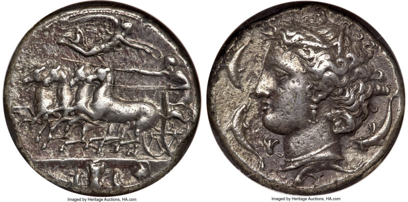 SICILY. Syracuse. Dionysius I (405-367 BC). AR decadrachm (35mm, 42.41 gm, 4h). ...