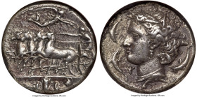 SICILY. Syracuse. Dionysius I (405-367 BC). AR decadrachm (35mm, 42.41 gm, 4h). NGC XF 5/5 - 2/5. Unsigned dies by the "shell engraver" in the style o...