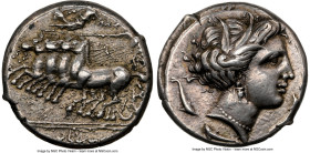 SICULO-PUNIC. Lilybaeum. Ca. 350-300 BC. AR tetradrachm (23mm, 17.17 gm, 11h). NGC XF 4/5 - 5/5. Ca. 310-300 BC. RShMLQRT (Punic), charioteer driving ...