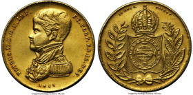 Pedro II gold 10000 Reis 1847 XF (Altered Surface), Rio de Janeiro mint, KM457, LMB-627, Guimaraes-1847-6.6. Second type, Admiral bust. 14.23gm. An af...