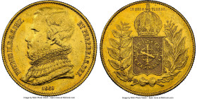 Pedro II gold 20000 Reis 1849 AU Details (Cleaned) NGC, Rio de Janeiro mint, KM461, LMB-632, Guimaraes-1849-1.1. Mintage: 6,464. The first year and ke...