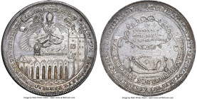 Paderborn. Sede Vacante Taler 1719 MS63+ NGC, Clausthal mint, KM328, Dav-2512. St. Liborius in clouds with cathedral below / Mitre on pillow on table,...