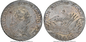 Prussia. Friedrich II Taler 1765-A MS65 NGC, Berlin mint, KM306.2, Dav-2586. An early date of the type, located here in full bloom and toned in a most...
