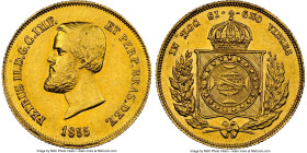 Pedro II gold 5000 Reis 1855 AU Details (Cleaned) NGC, Rio de Janeiro mint, KM470, LMB-638a, Guimaraes-1855-1.1. Second type, crown with pearls. Displ...