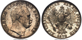 Prussia. Wilhelm I Taler 1870-B MS64 NGC, Hannover mint, KM494, Dav-782. A highly original representative of a type difficult to locate in anything ap...