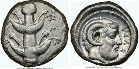 CYRENAICA. Cyrene. Ca. 480-435 BC. AR tetradrachm (25mm, 17.31 gm, 1h). NGC Choice XF 4/5 - 4/5, Fine Style. In alliance with Euhesperides. Ε-Υ-Ε-Σ (p...