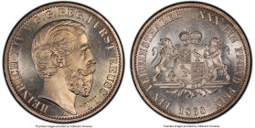 Reuss-Schleiz. Heinrich XIV Taler 1868-A MS64+ PCGS, Berlin mint, KM77, Dav-803, Thun-288. Struck from a fairly paltry mintage of just 14,000 pieces, ...
