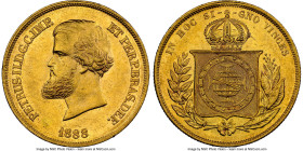 Pedro II gold 10000 Reis 1888 MS61 NGC, Rio de Janeiro mint, KM467, LMB-671, Guimaraes-1888-1.1. Second type, no pearl on central meridian in globe. M...