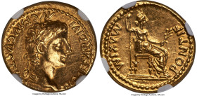 Tiberius (AD 14-37). AV aureus (19mm, 7.83 gm, 11h). NGC Choice AU 5/5 - 4/5. Lugdunum, ca. AD 14-17. TI CAESAR DIVI-AVG F AVGVSTVS, laureate head of ...