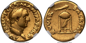 Vitellius (16 April-22 December AD 69). AV aureus (19mm, 6.96 gm, 6h). NGC Choice Fine 5/5 - 2/5, brushed, edge marks. Rome. A VITELLIVS GERMAN IMP TR...