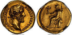 Antoninus Pius, as Augustus (AD 138-161). AV aureus (20mm, 6.67 gm, 12h). NGC Choice MS 5/5 - 5/5, Fine Style. Rome, AD 147. ANTONINVS AVG-PIVS P P TR...