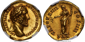 Antoninus Pius, as Augustus (AD 138-161). AV aureus (20mm, 7.15 gm, 5h). NGC Choice MS 5/5 - 5/5, Fine Style. Rome, AD 151. IMP CAES T AEL HADR-ANTONI...