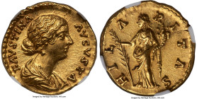 Faustina Junior (AD 147-175/6). AV aureus (19mm, 6.87 gm, 11h). NGC Choice MS 5/5 - 4/5. Rome, ca. AD 161-176. FAVSTINA-AVGVSTA, draped bust of Fausti...