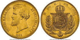 Pedro II gold 20000 Reis 1861 AU Details (Cleaned) NGC, Rio de Janeiro mint, KM468, LMB-681, Guimaraes-Unl. Presenting lightly toned surfaces with min...