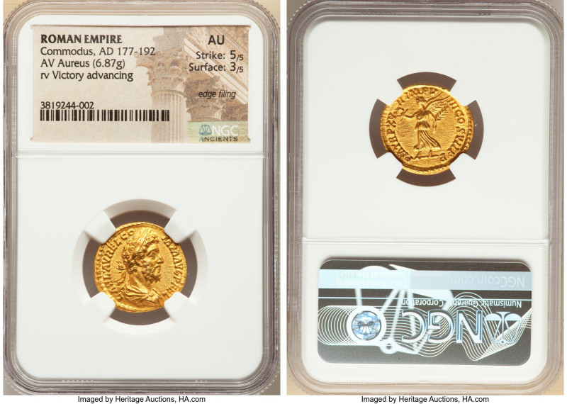 Commodus, as Augustus (AD 177-192). AV aureus (20mm, 6.87 gm, 6h). NGC AU 5/5 - ...