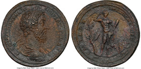 Commodus, as Augustus (AD 177-192). AE bimetallic medallion (40mm, 48.15 gm, 12h). NGC Choice AU 5/5 - 2/5, Fine Style, flan flaw. Rome, AD 185. M COM...