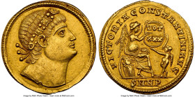 Constantine I the Great, as Augustus (AD 307-337). AV solidus (22mm, 4.54 gm, 6h). NGC Choice AU 5/5 - 3/5, edge marks. Nicomedia, 335 AD. Diademed he...