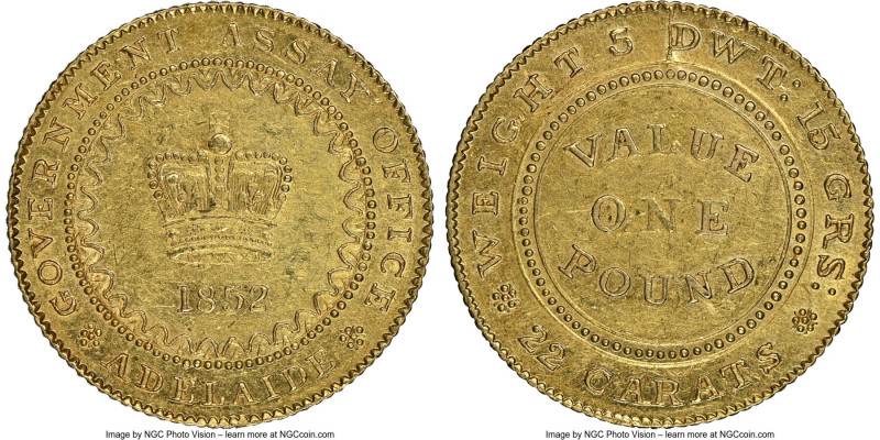 South Australia. British Colony - Victoria gold "Adelaide" Pound 1852 MS61 NGC, ...