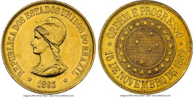 Republic gold 20000 Reis 1893 MS61 NGC, Rio de Janeiro mint, KM497, LMB-713, Guimaraes-1893-3.1. Mintage: 4,303. Presenting intricate motifs where one...