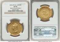 Republic gold 20000 Reis 1894 AU58 NGC, Rio de Janeiro mint, KM497, LMB-714, Guimaraes-1894-4.1. Mintage: 4,267. Shy of a Mint State designation and s...