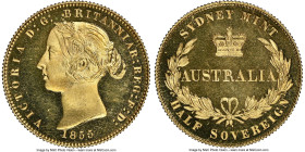 Victoria gold Proof Pattern 1/2 Sovereign 1855-SYDNEY PR66 S Cameo NGC, London mint, KM-Pn3, McDonald-002 (Not seen), Rennik-pg. 24, Marsh-381B (R6), ...