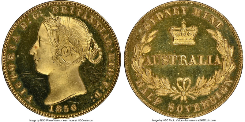 Victoria gold Proof Pattern 1/2 Sovereign 1856-SYDNEY PR65+ Ultra Cameo NGC, Lon...