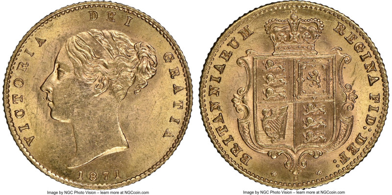 Victoria gold 1/2 Sovereign 1871-S MS63 NGC, Sydney mint, KM5, S-3862, Marsh-460...