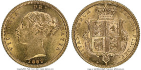 Victoria gold 1/2 Sovereign 1882-S MS63 NGC, Sydney mint, KM5, S-3862E, Marsh-466B (R3). Variety with cross buried, round reverse denticles, and Arabi...