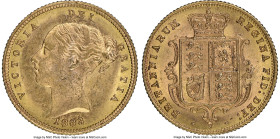 Victoria gold 1/2 Sovereign 1883-S MS63+ NGC, Sydney mint, KM5, S-3862D, Marsh-467A (R2). Variety with cross not buried and toothed denticles on rever...