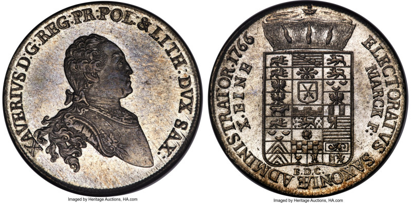 Saxony. Xaver Taler 1766-EDC MS64 NGC, Dresden mint, KM976, Dav-2678. An extreme...