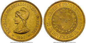 Republic gold 20000 Reis 1901 MS63+ NGC, Rio de Janeiro mint, KM497, LMB-721, Guimaraes-1901-11.1. Mintage: 784. Displaying exuberant Choice surfaces ...