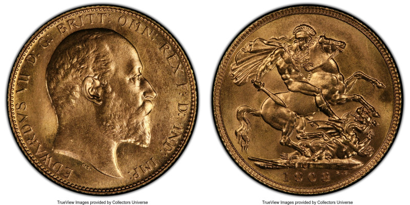 Edward VII gold Sovereign 1908-C SP66 PCGS, Ottawa mint, KM14, S-3970, Marsh-183...