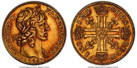 Louis XIII gold 2 Louis d'Or 1640-A MS61 PCGS, Paris mint, KM108, Fr-109, Gad-59, L4L-66 (R2). 13.45gm. "IMP" in reverse legends, small head (petite t...