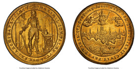 Bavaria. Maximilian I gold 5 Ducat 1640 MS63+ PCGS, Münich mint, KM268, Fr-196, Wittelsbach-807, Hahn-Unl. 17.31gm. Variety with date above. Commemora...