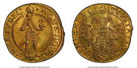 Lübeck. Free City gold 2 Ducats 1660 MS63 PCGS, KM89, Fr-1485. 6.88gm. A superb representative of this seldom-seen type, witnessed at auction in any g...