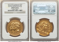 Prussia. Friedrich Wilhelm III & Nicholas I of Russia gold "Military Review at Kalisz" Medal 1835-Dated AU58 NGC, Berlin mint, cf. Reichel Collection-...