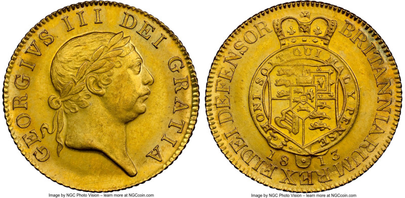 George III gold "Military" Guinea 1813 MS64+ NGC, KM664, S-3730, Farey-1390. Fro...