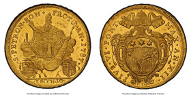 Papal States. Pius VI gold 10 Zecchini Anno XII (1787) MS62 PCGS, Bologna mint, KM309, Fr-390, B-3102. An increasingly popular type seeing high premiu...
