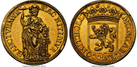 Holland. Provincial gold Gulden 1681 UNC Details (Edge Filing) NGC, KM61a, Fr-Unl., Delm-801 (R), PW-Ho58.4. 32mm. 17.02gm. Struck to 5 Ducat weight. ...